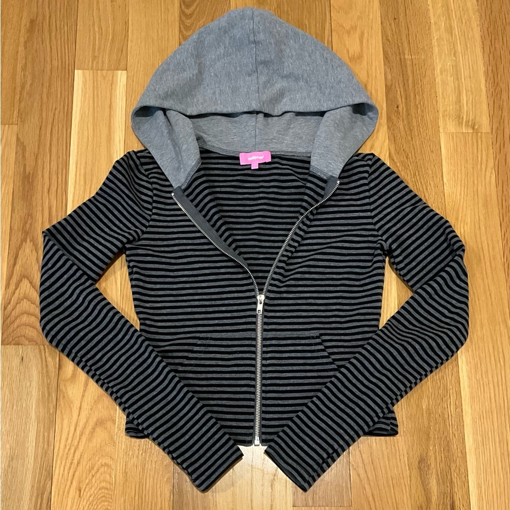 Edikted Meggy Grey and Black Zip Up Hoodie